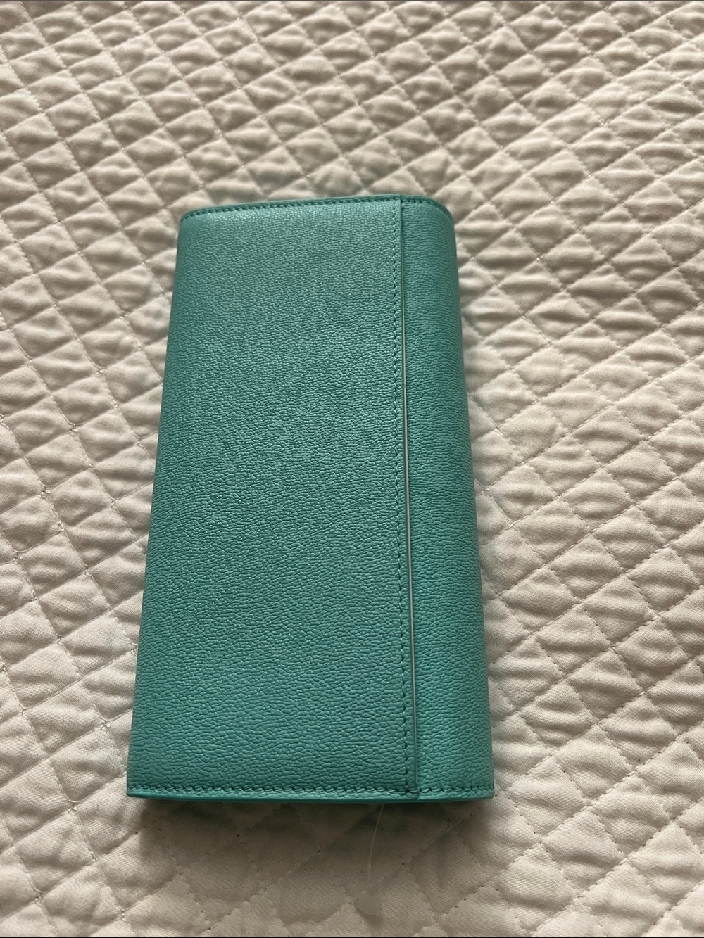 New! Tiffany & Co. Turquoise Leather Clutch with Silver-Tone Push Lock - Picture 11 of 11